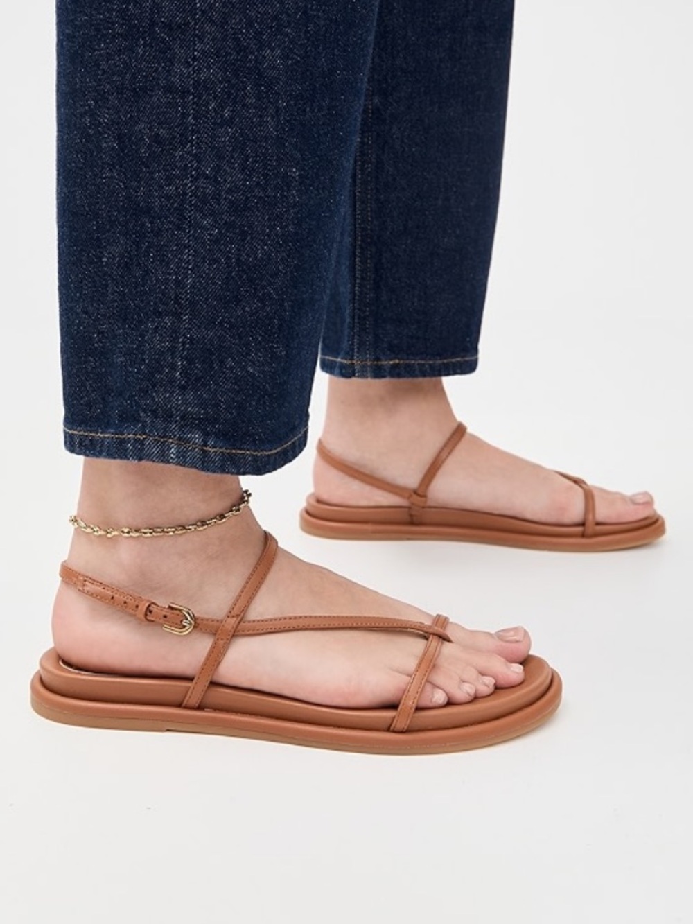 Dolce Vita “Dallen” leather Tan Saddle Strappy Flat Sandals